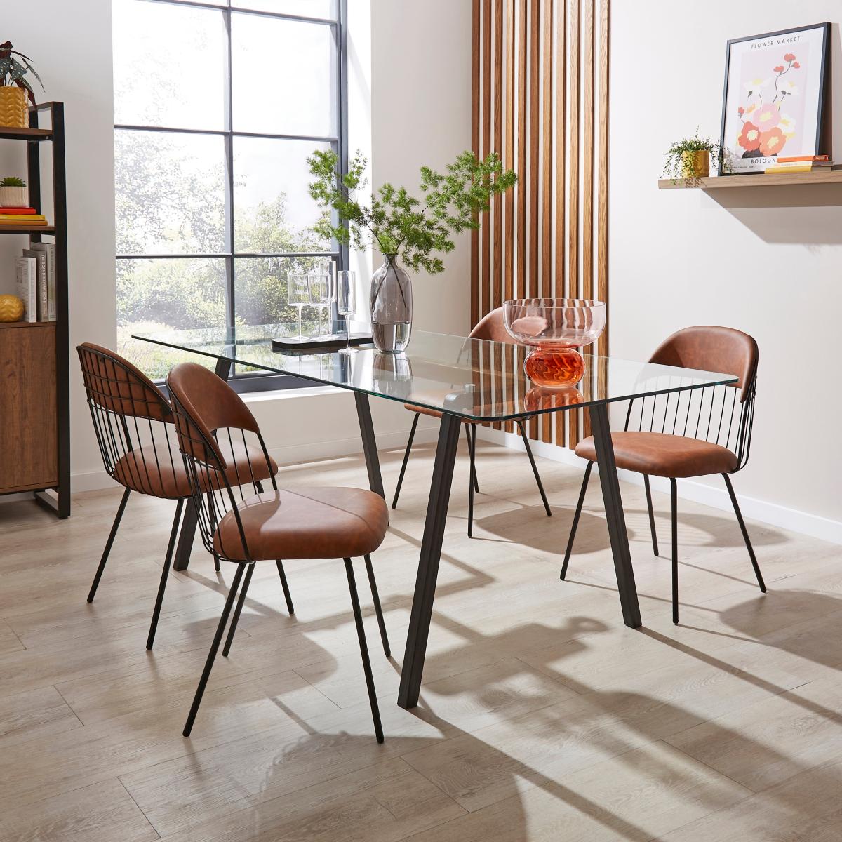 Marcela Set of 2 Chairs, Tan Faux Leather Tan (Brown) – image 2