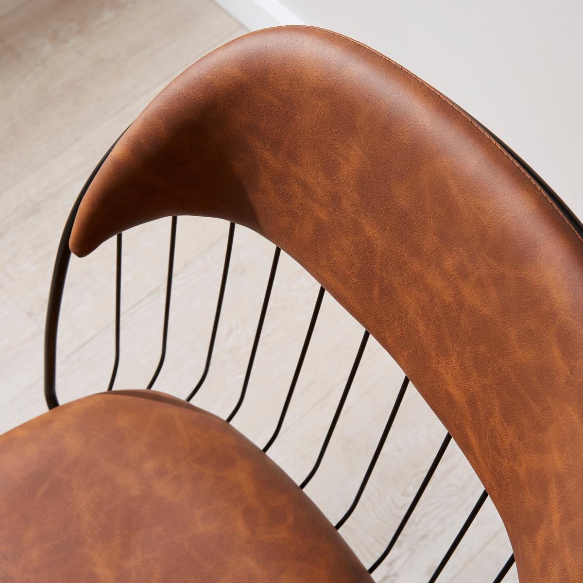 Marcela Set of 2 Chairs, Tan Faux Leather Tan (Brown) – image 3