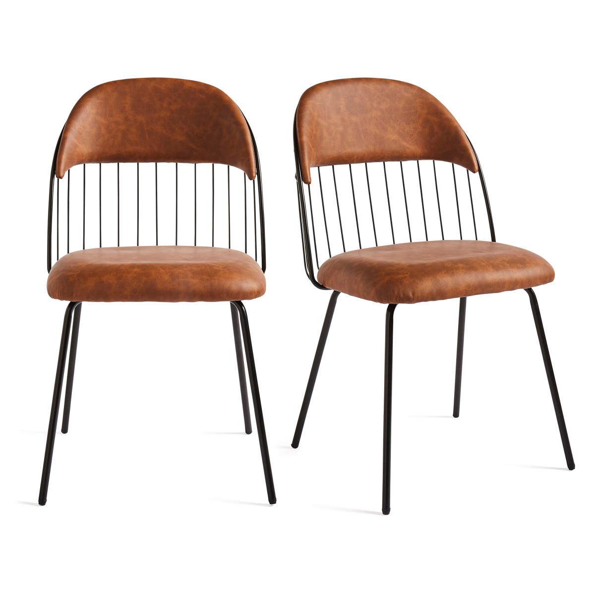 Marcela Set of 2 Chairs, Tan Faux Leather Tan (Brown) – image 5