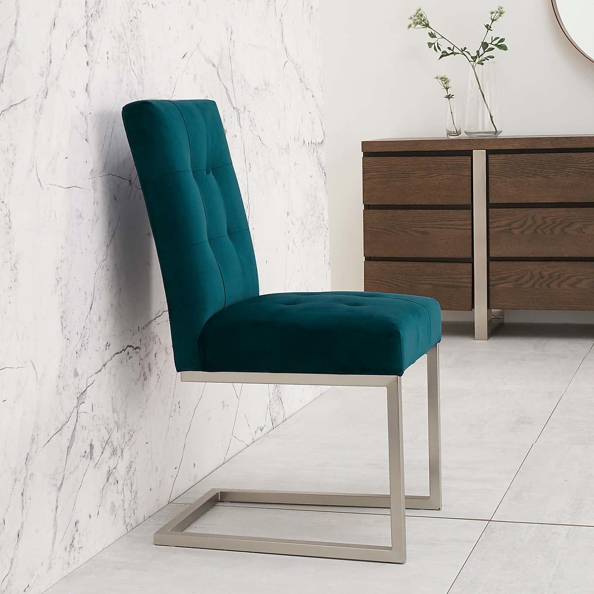 Tivoli Set of 2 Dining Chairs Green Velvet Green – image 4
