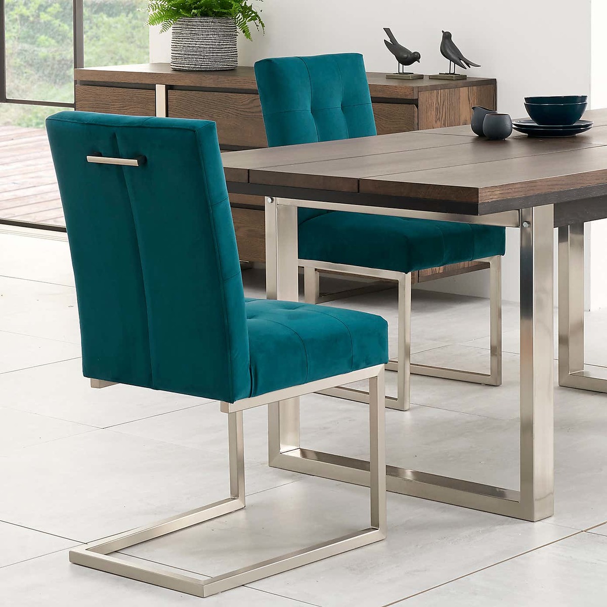 Tivoli Set of 2 Dining Chairs Green Velvet Green – image 5