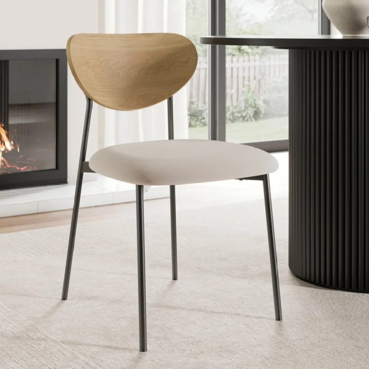 Finn Curved Back Dining Chair, Fabric – image 1