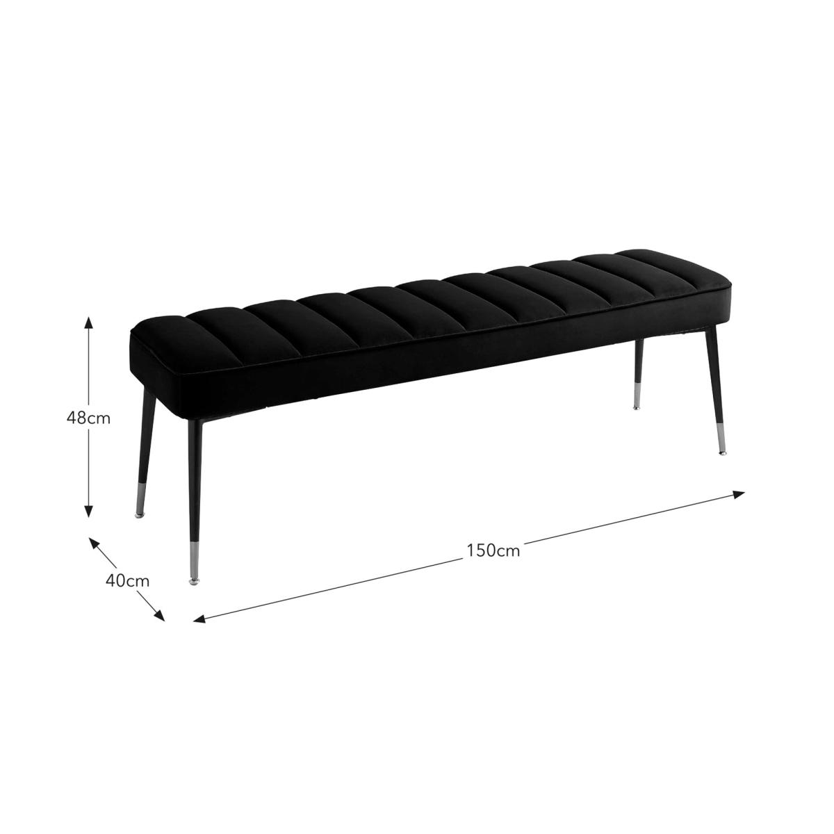 Sylvia Dining Bench, Velvet Black – image 7