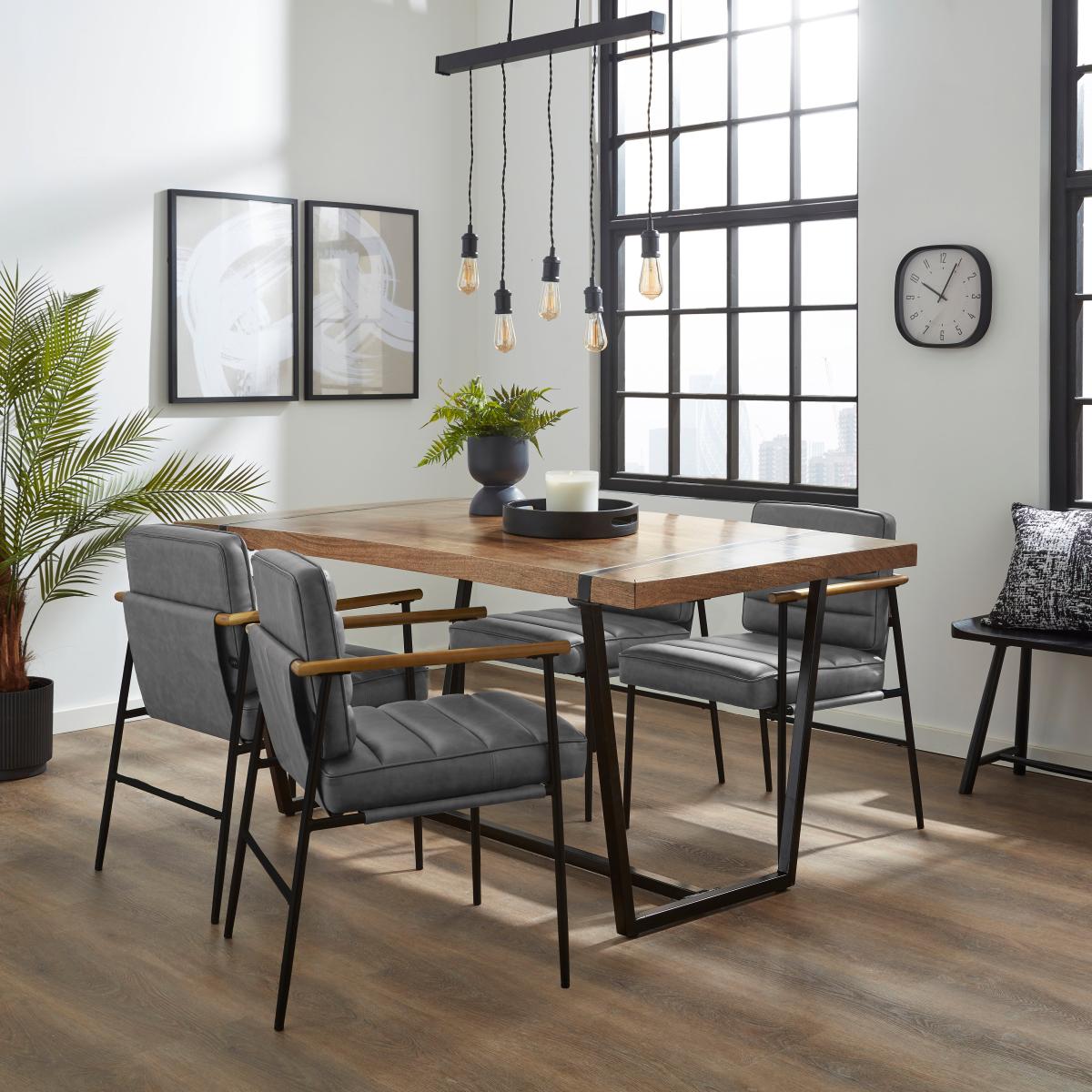 Bude Faux Leather Carver Dining Chair Grey – image 2