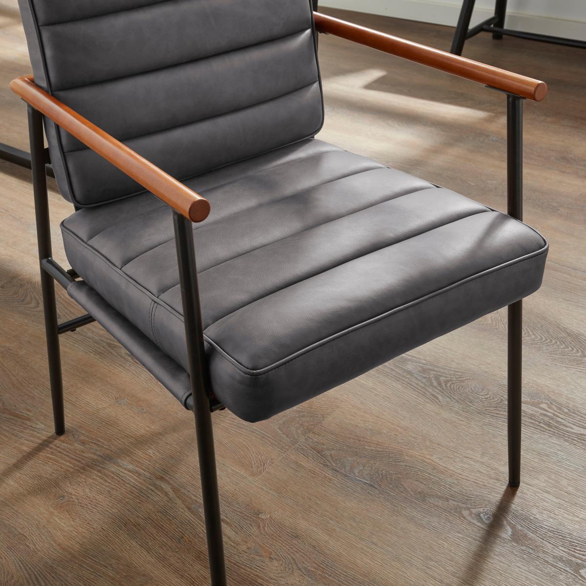 Bude Faux Leather Carver Dining Chair Grey – image 3
