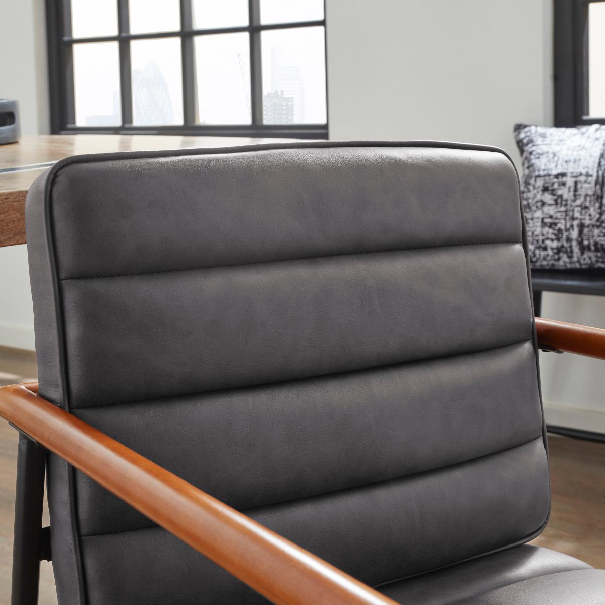 Bude Faux Leather Carver Dining Chair Grey – image 4