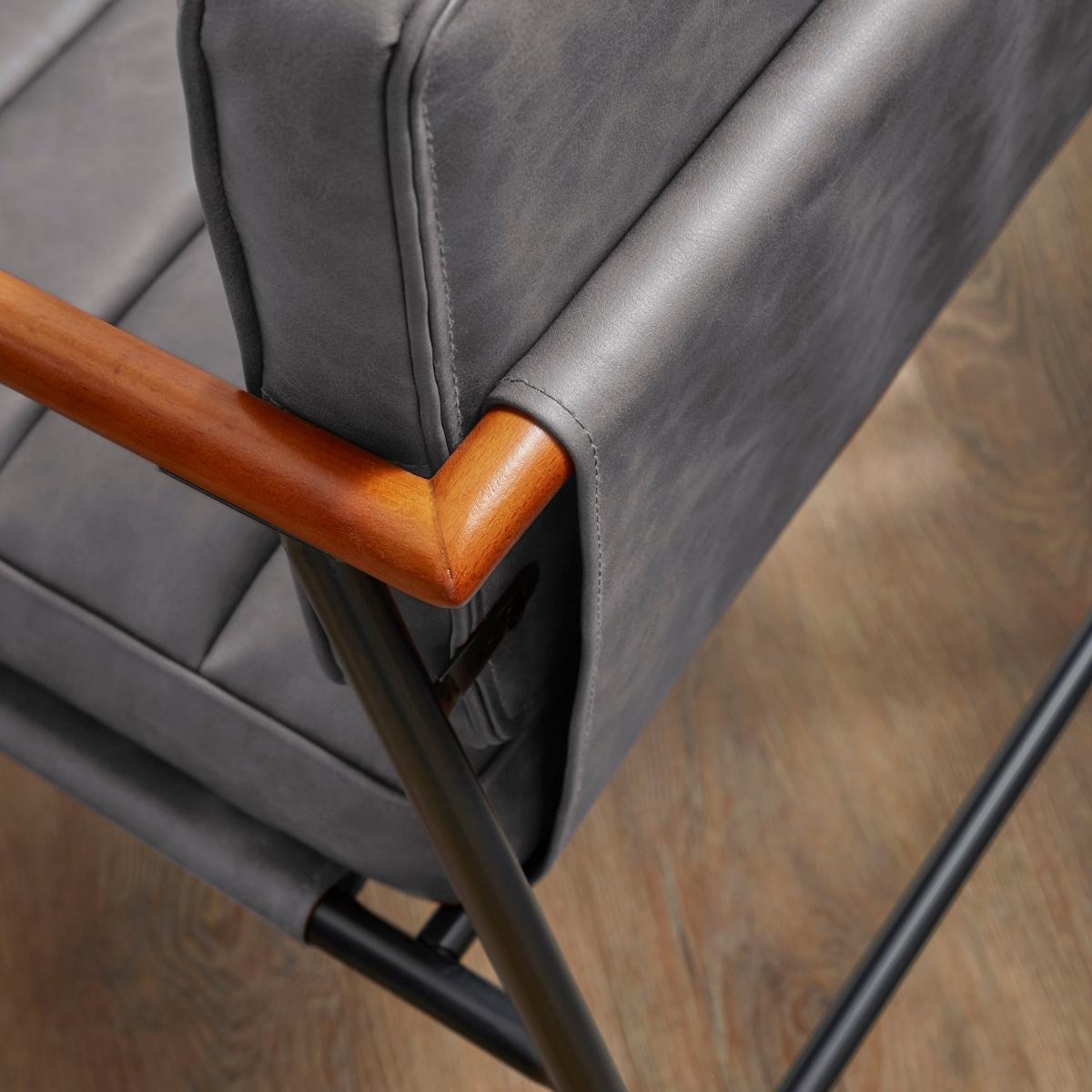 Bude Faux Leather Carver Dining Chair Grey – image 5