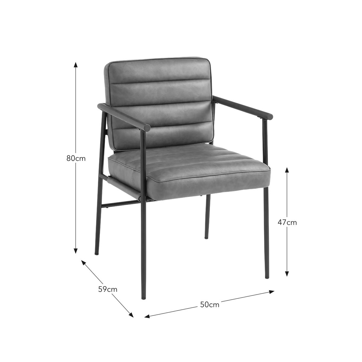 Bude Faux Leather Carver Dining Chair Grey – image 8