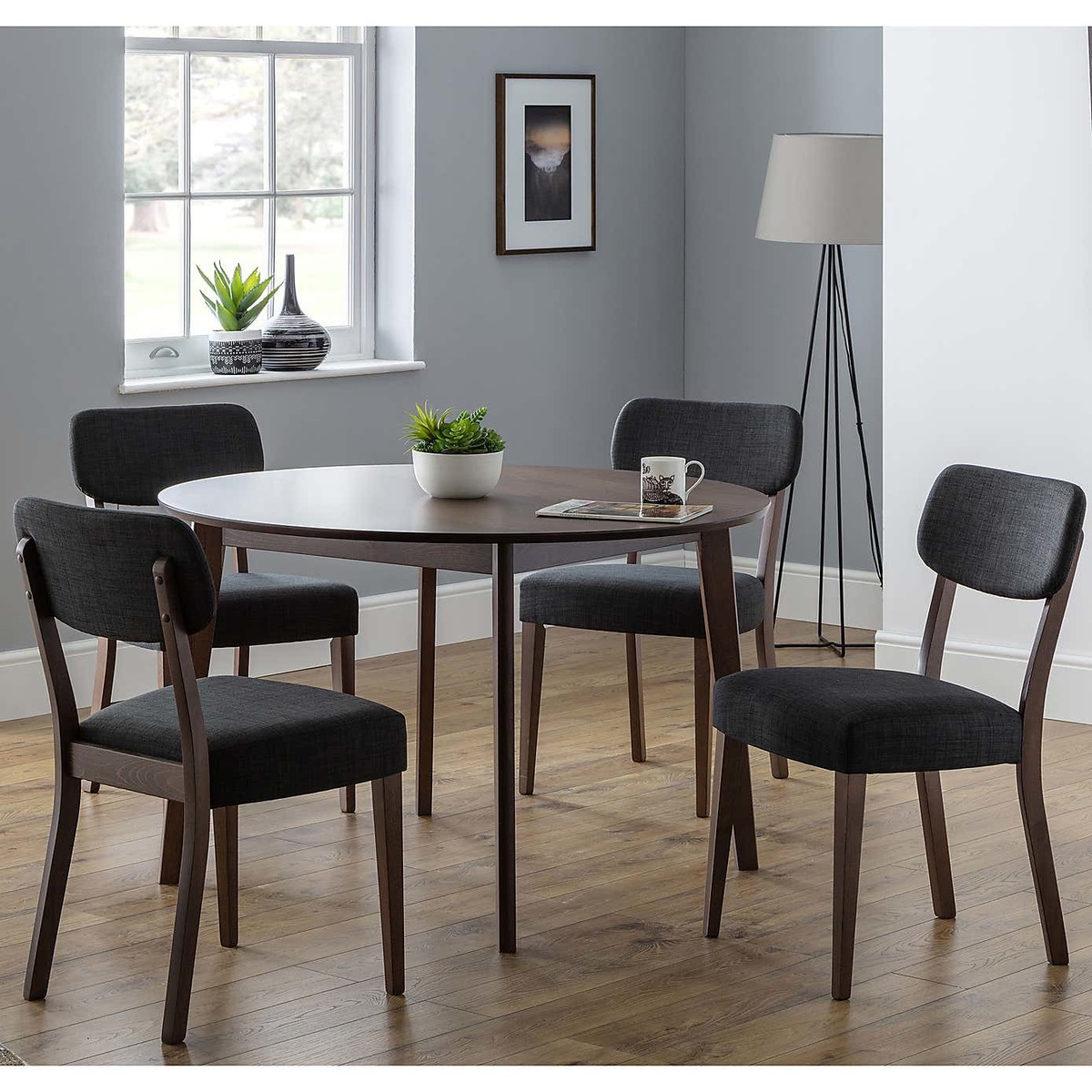 Farringdon Set of 2 Dining Chairs Grey Linen Grey – image 3