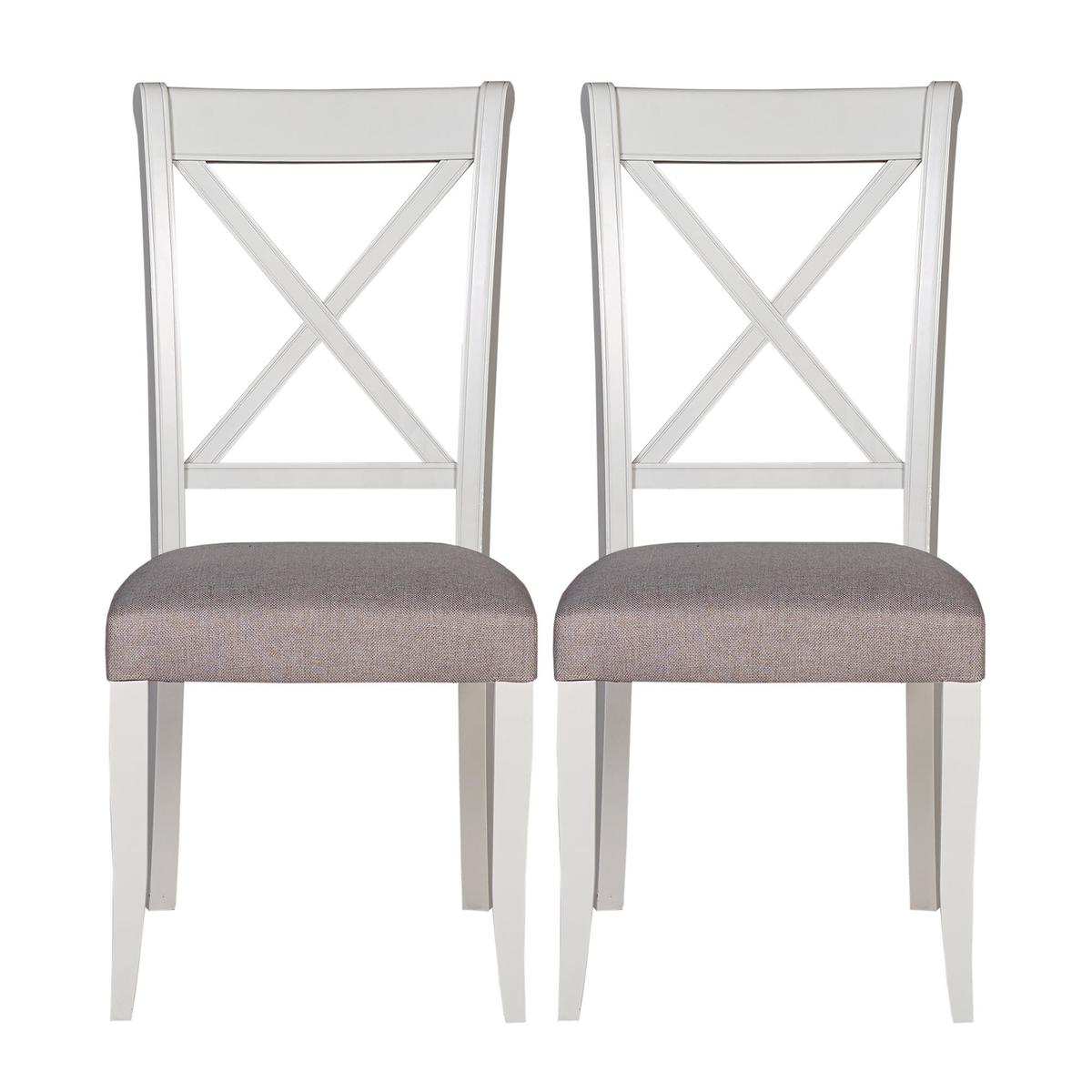 Eaton Cross Back Pair of Dining Chairs - Walnut and Grey Light Grey – image 2