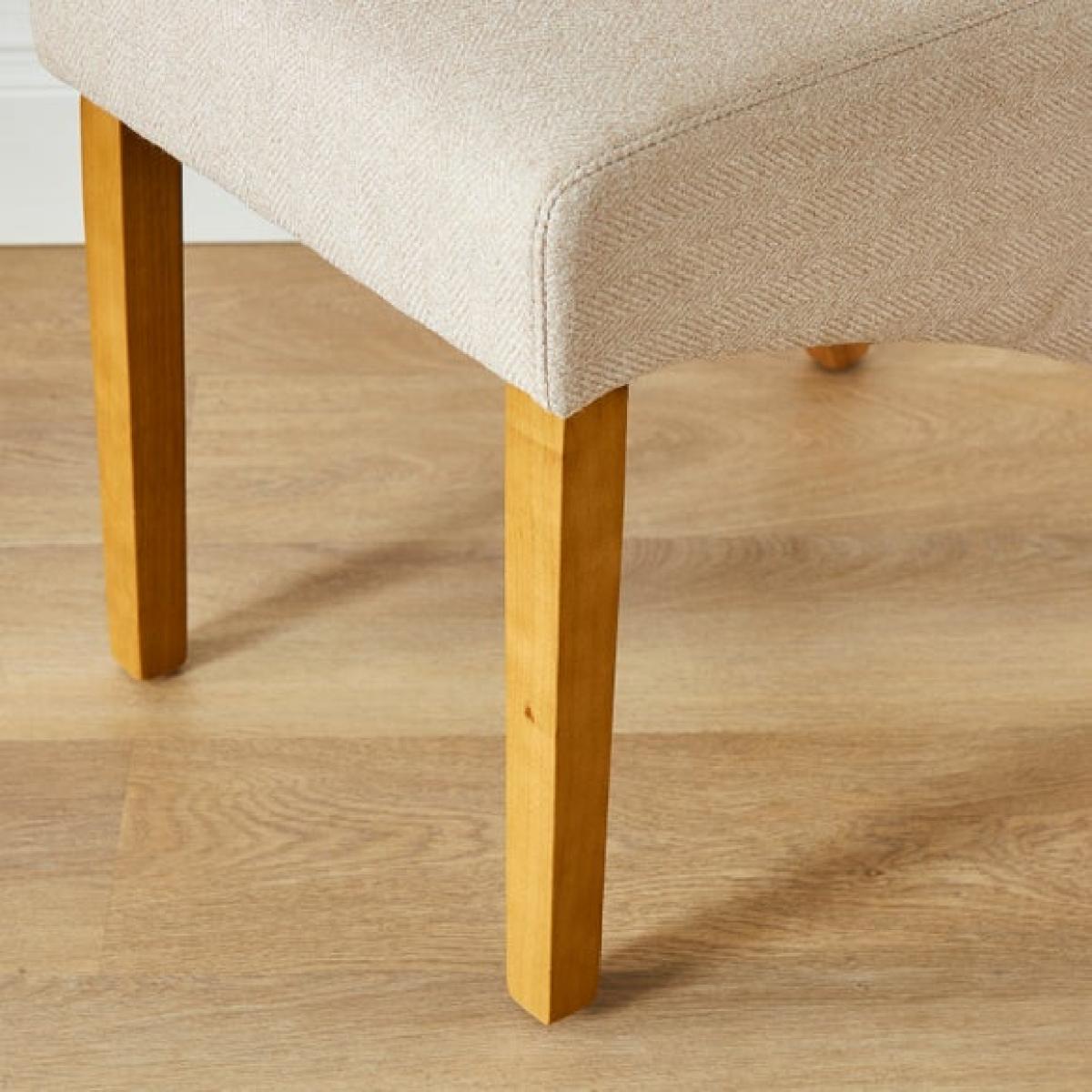 Chester Set of 2 Dining Chairs, Natural Herringbone Fabric – image 3