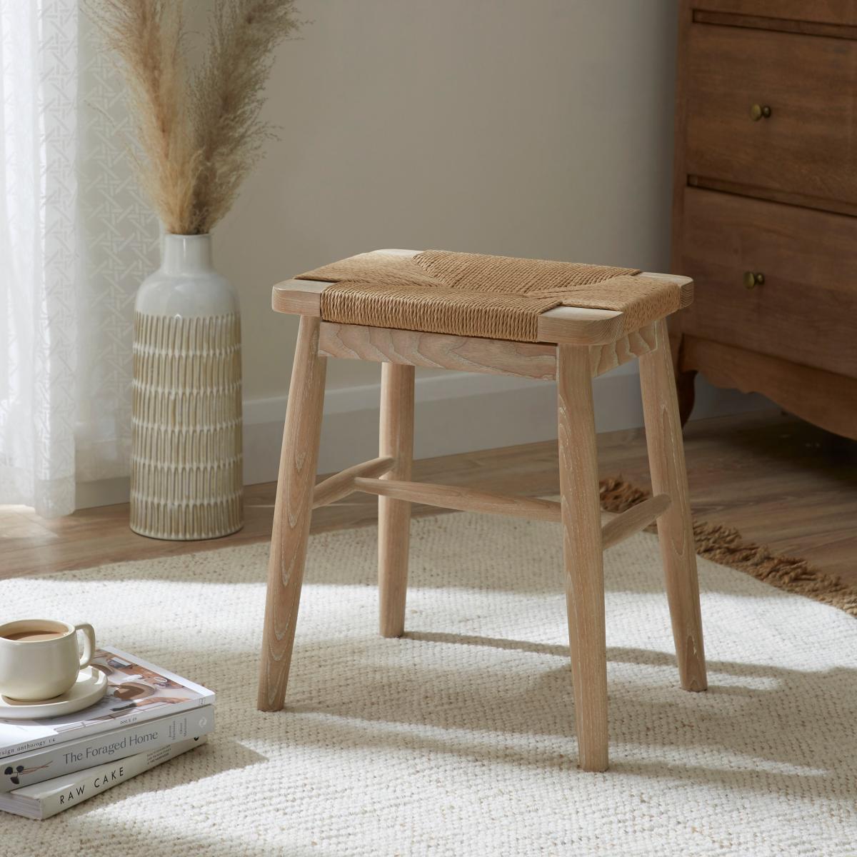Churchgate Ash Wood Stool White – image 1
