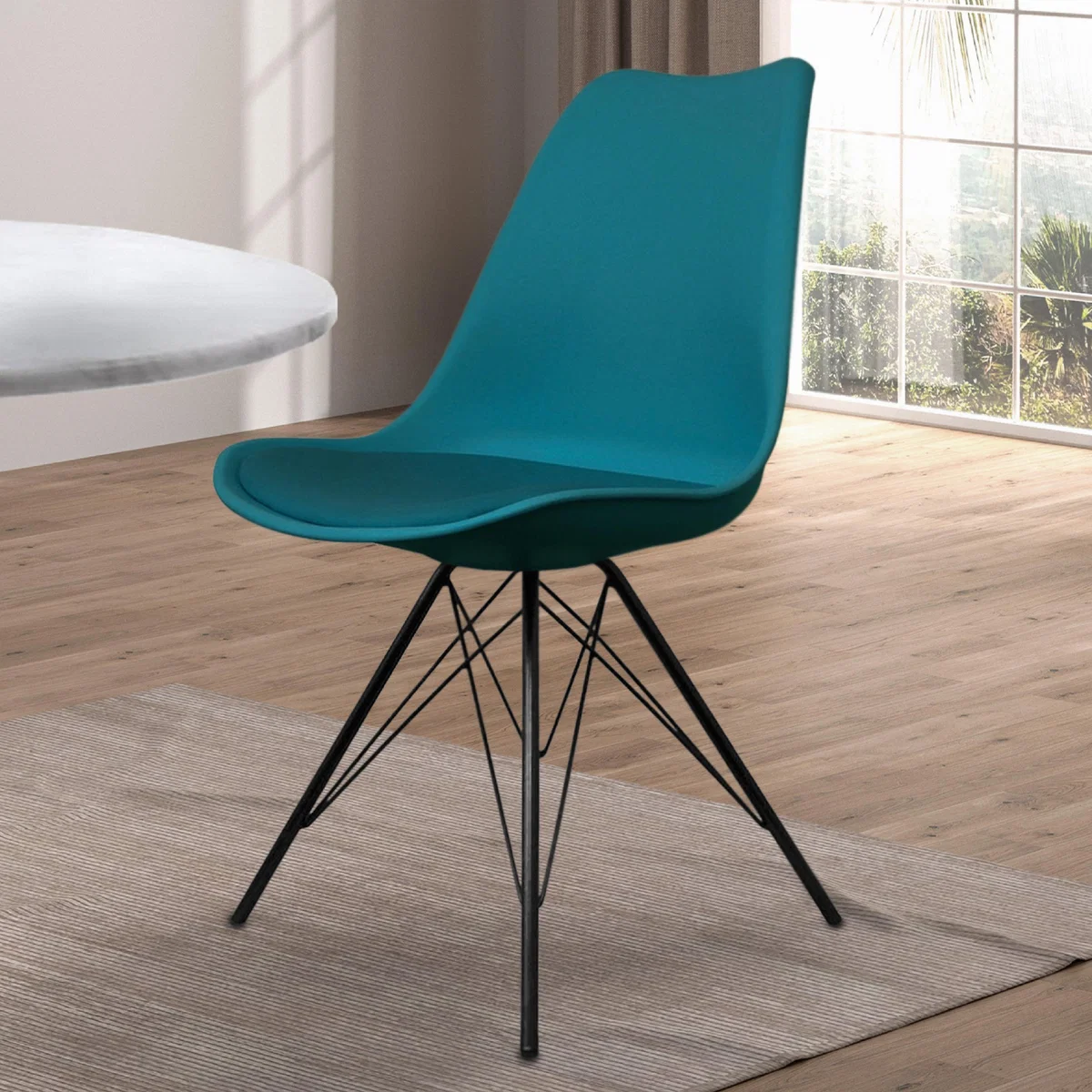 Fusion Living Soho Plastic Dining Chair Teal – image 1