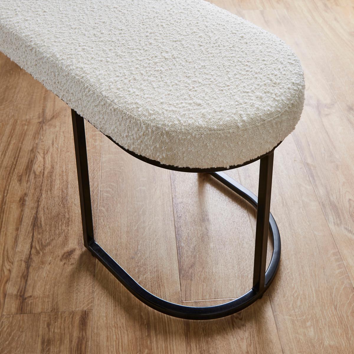 Zena Backless Boucle Dining Bench, Ivory Boucle Ivory – image 4
