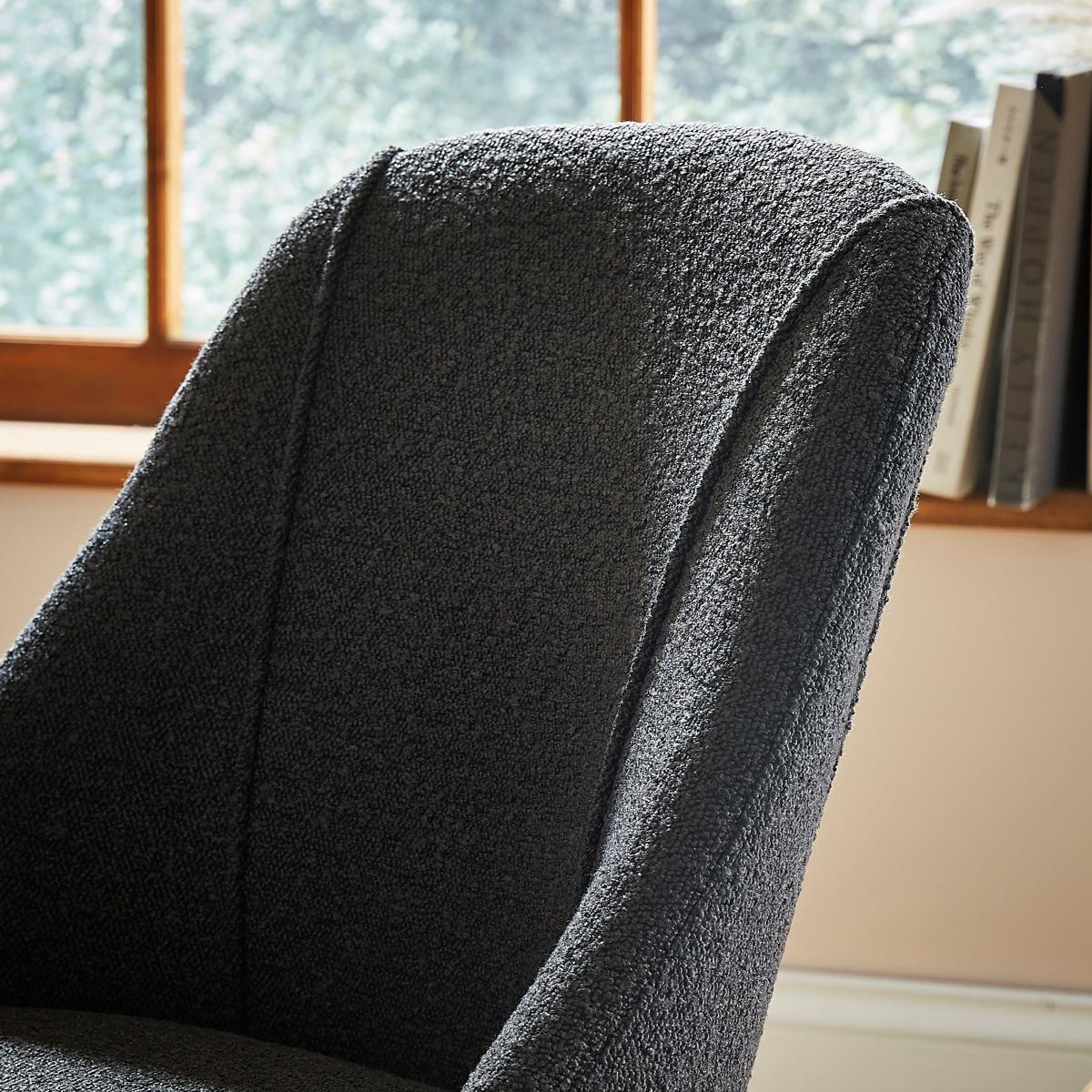 Luna Set of 2 Dining Chairs, Black Boucle Boucle Black – image 2