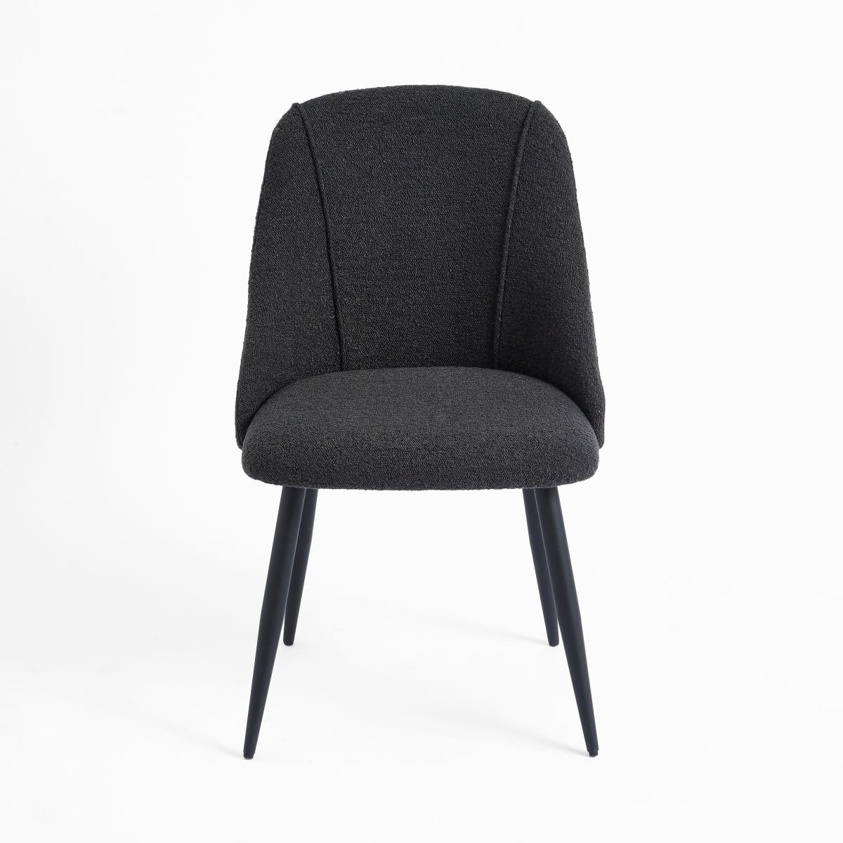 Luna Set of 2 Dining Chairs, Black Boucle Boucle Black – image 5