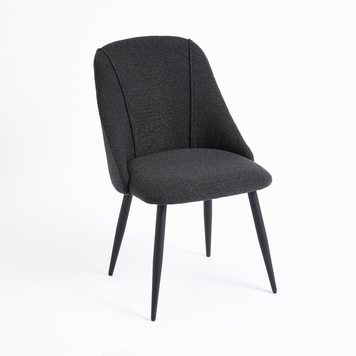 Luna Set of 2 Dining Chairs, Black Boucle Boucle Black – image 6