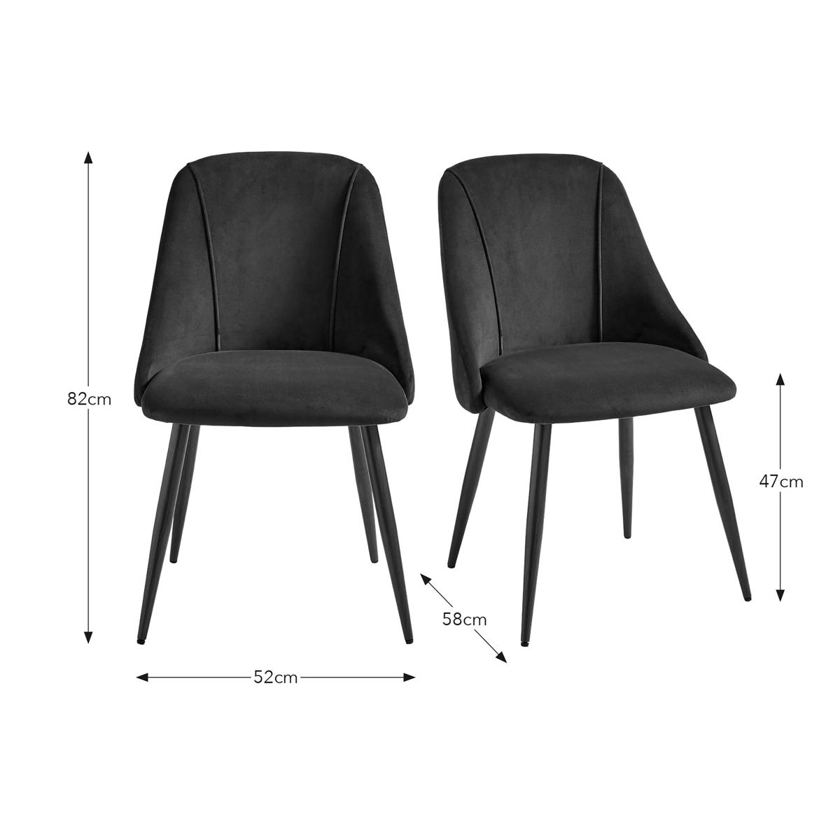 Luna Set of 2 Dining Chairs, Black Boucle Boucle Black – image 7