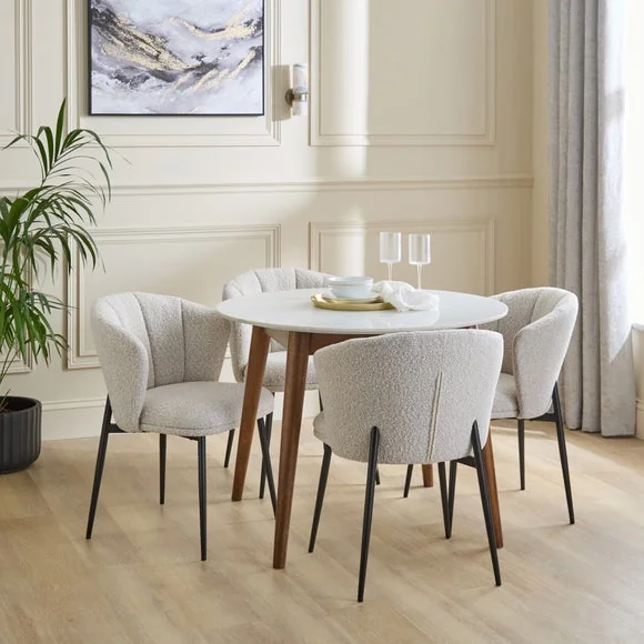 Kiley Dining Chair with Black Legs, Boucle – image 2