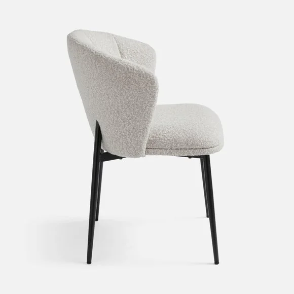 Kiley Dining Chair with Black Legs, Boucle – image 6