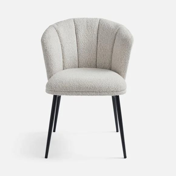 Kiley Dining Chair with Black Legs, Boucle – image 7
