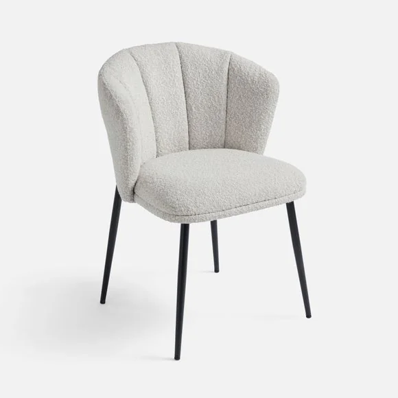 Kiley Dining Chair with Black Legs, Boucle – image 8