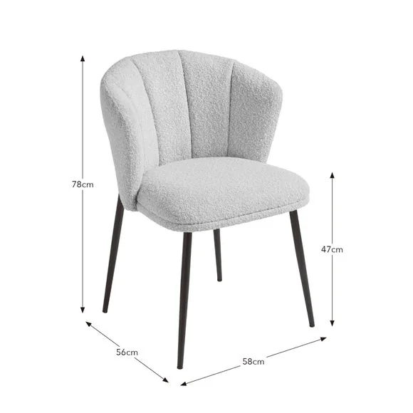 Kiley Dining Chair with Black Legs, Boucle – image 9
