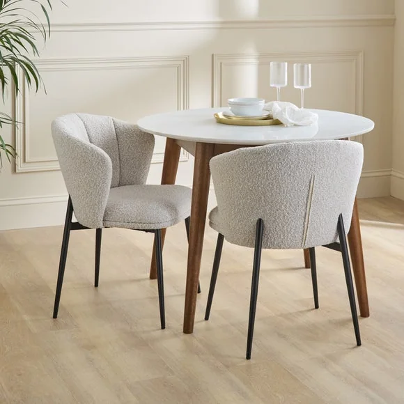 Kiley Dining Chair with Black Legs, Boucle – image 1
