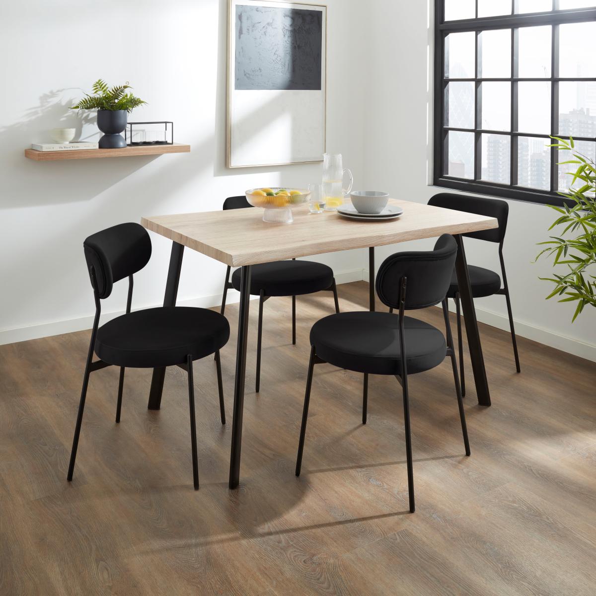 Laine Velvet Dining Chair Black Velvet – image 2