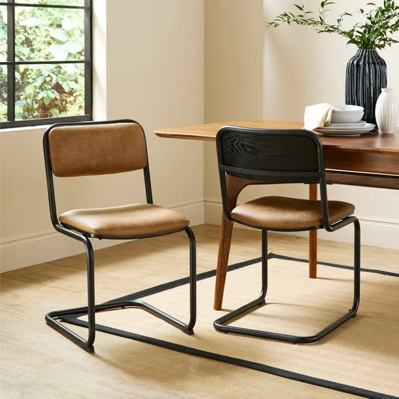 Draper Cantilever Dining Chair, Faux Leather – image 1