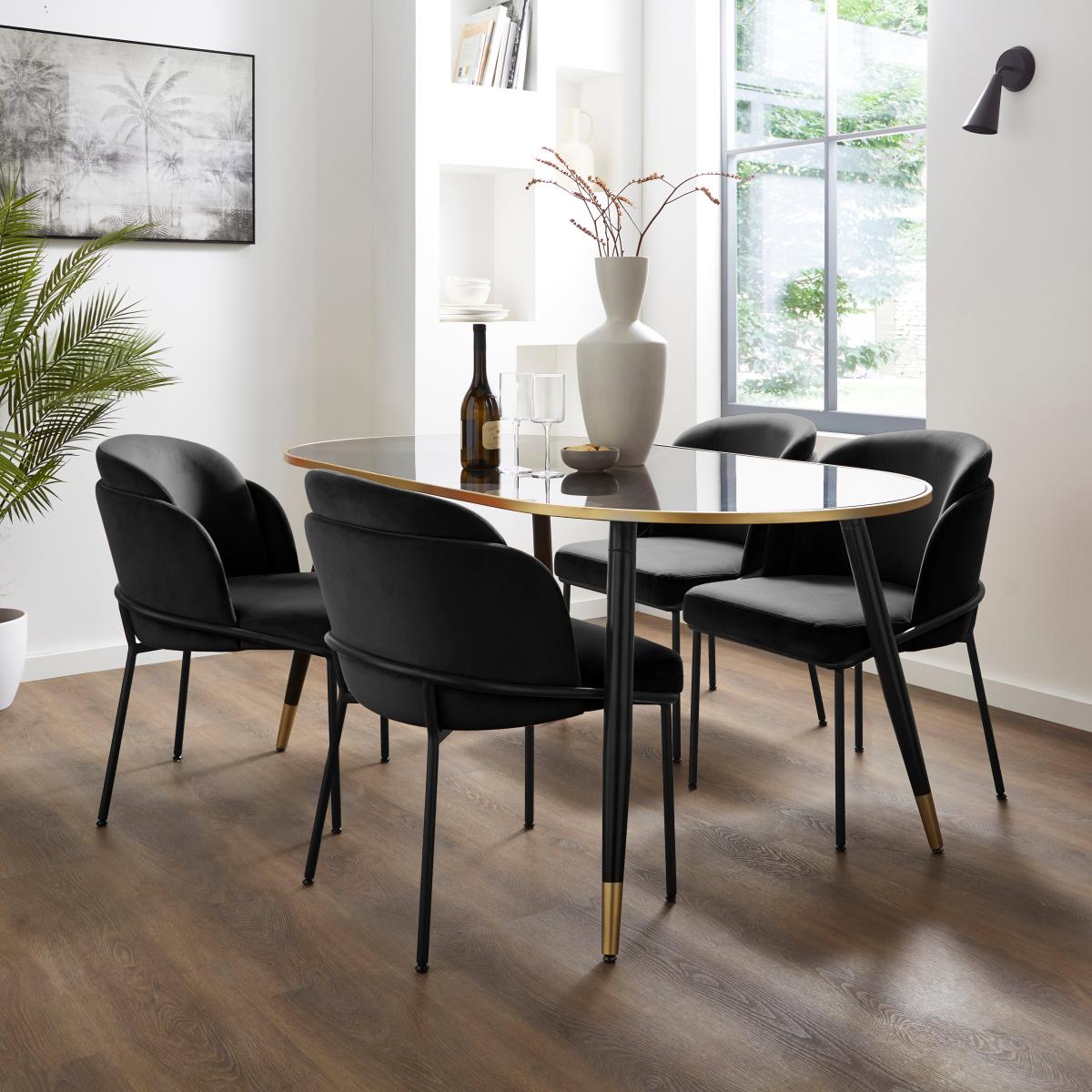 Bobbi Dining Chair, Velvet Black Velvet – image 2