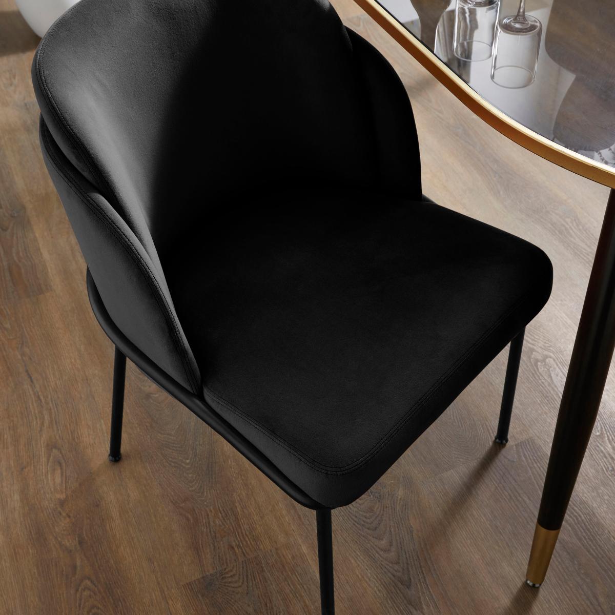 Bobbi Dining Chair, Velvet Black Velvet – image 3