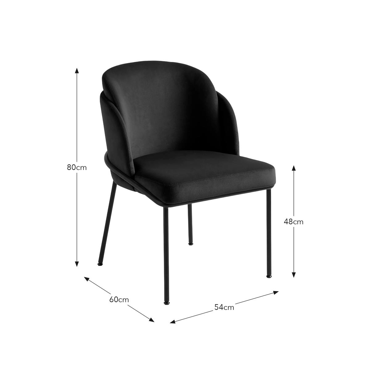 Bobbi Dining Chair, Velvet Black Velvet – image 7