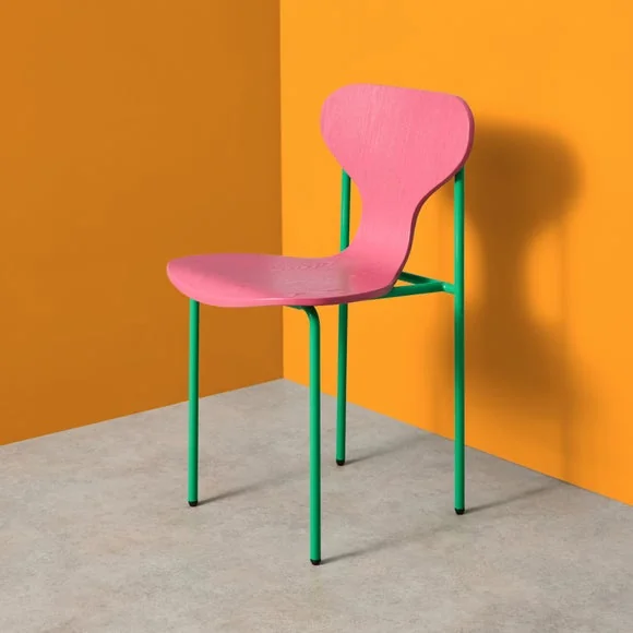 Yinka Ilori Silhouette Pink and Green Two Tone Dining Chair – image 1