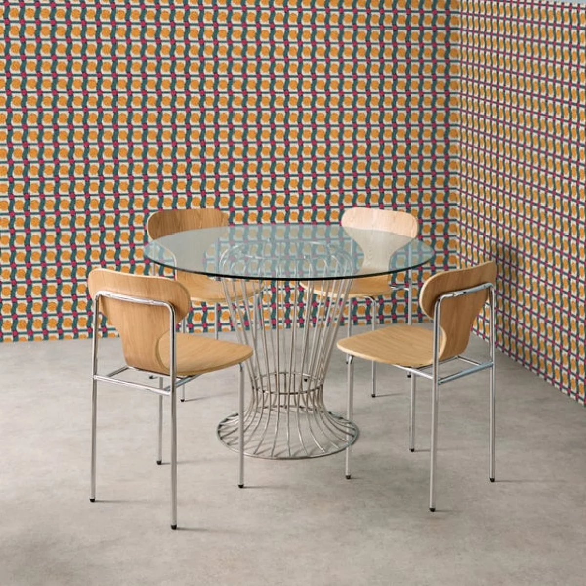 Yinka Ilori Silhouette Plain Wood and Chrome Dining Chair – image 2