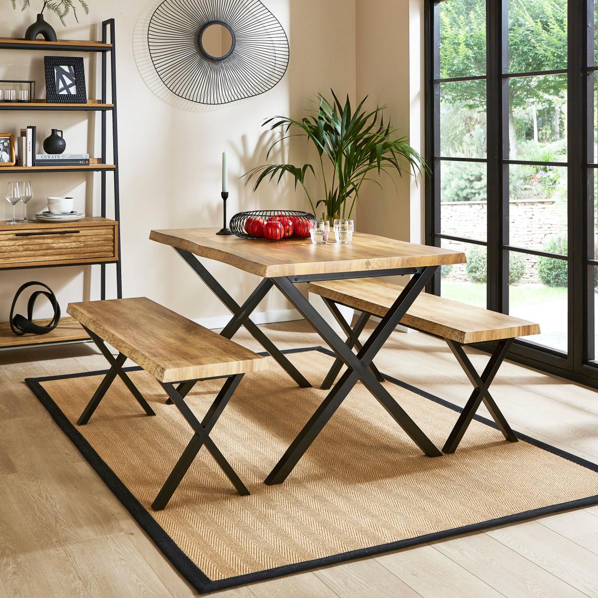 Ezra 2 Seater Dining Bench Light Wood – image 2