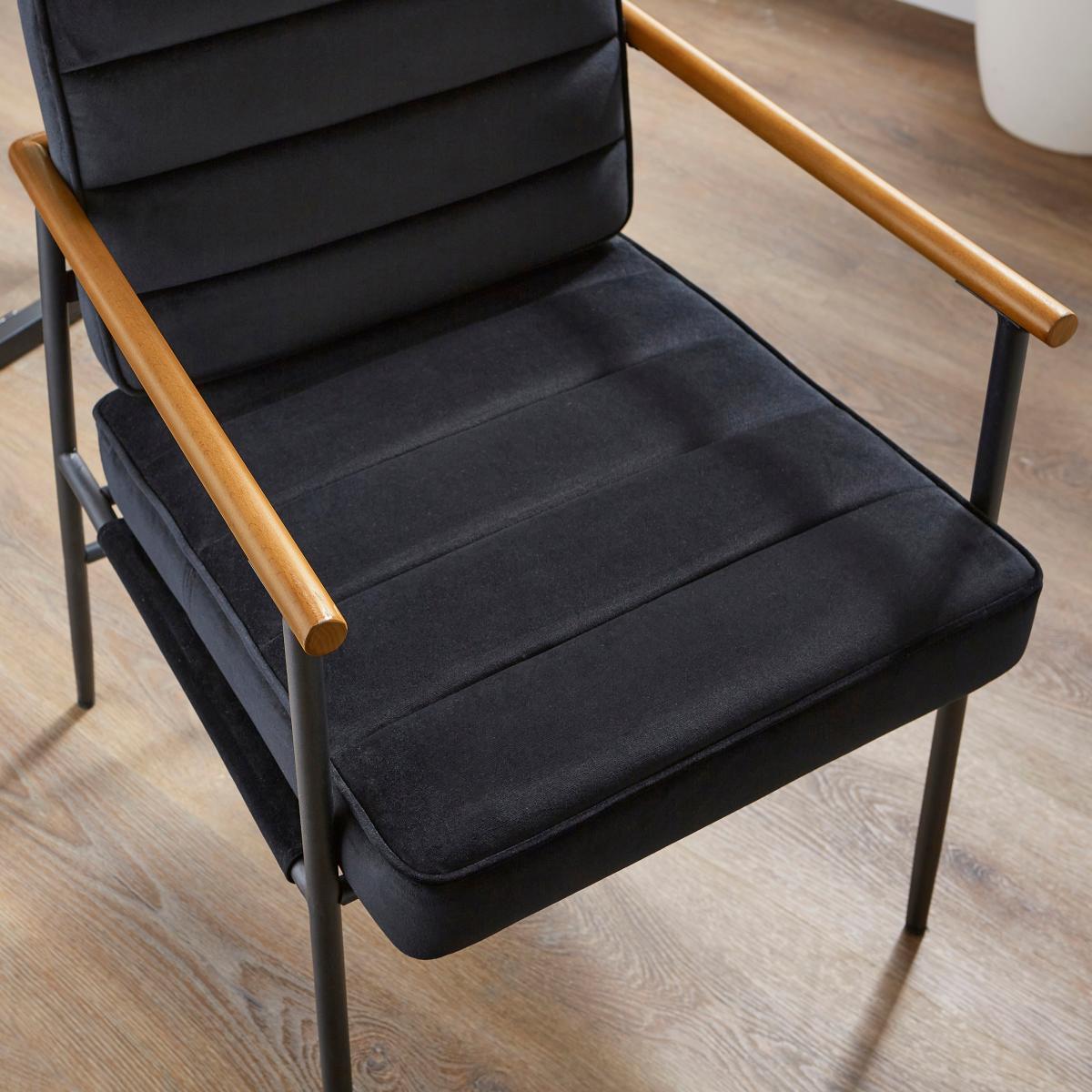 Bude Carver Dining Chair, Velvet Black – image 3