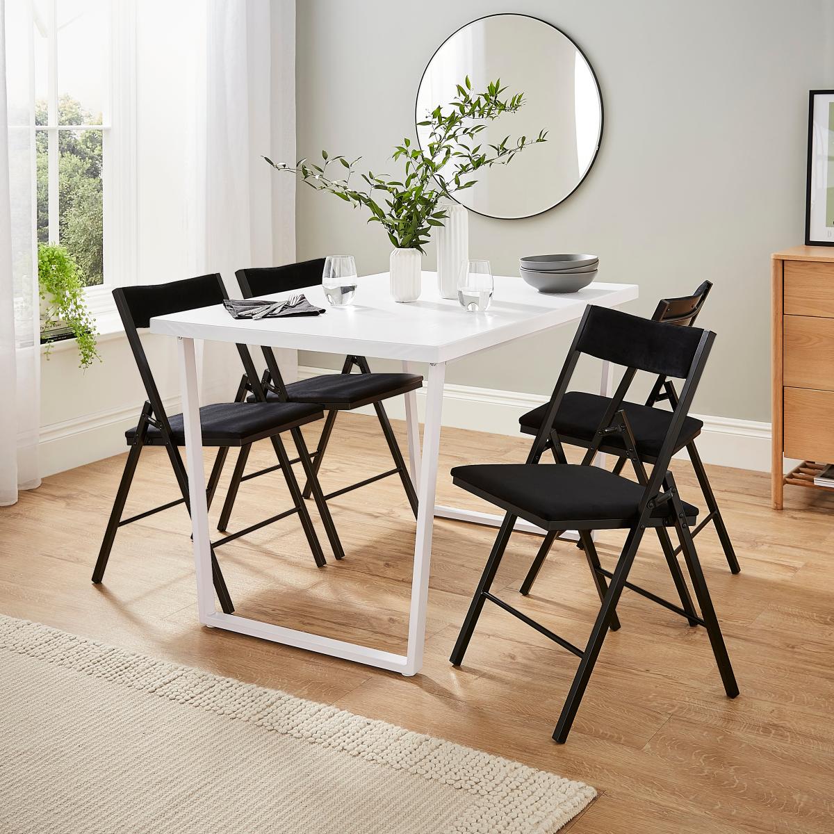 Emily Folding Dining Chair, Velvet Black – image 2