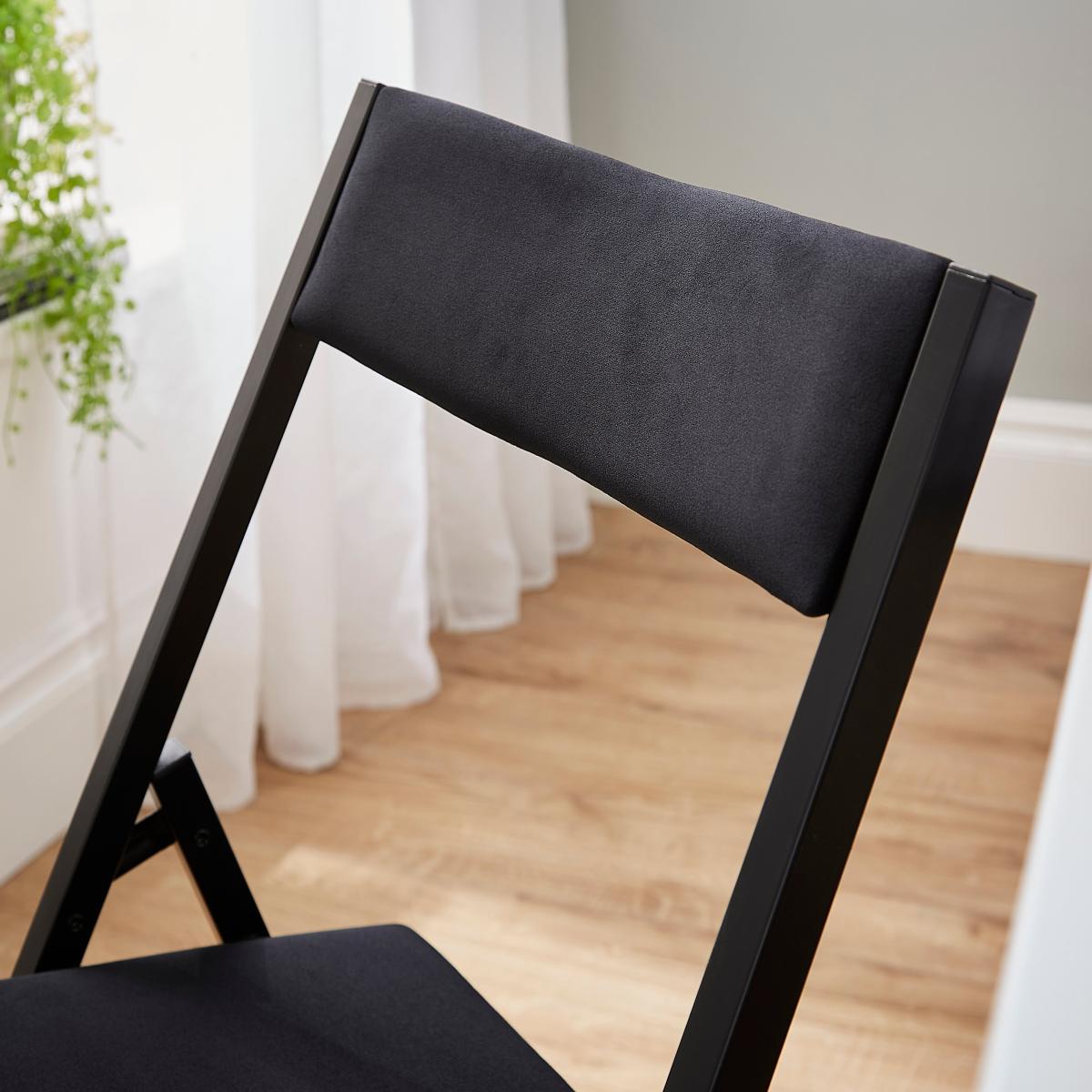 Emily Folding Dining Chair, Velvet Black – image 3