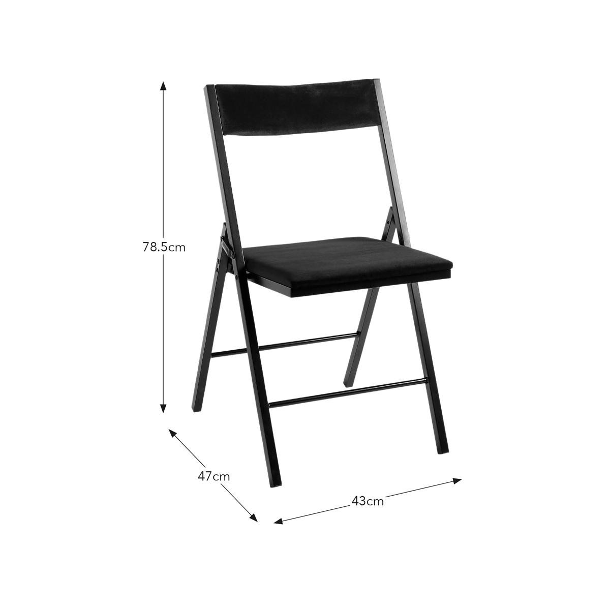 Emily Folding Dining Chair, Velvet Black – image 6