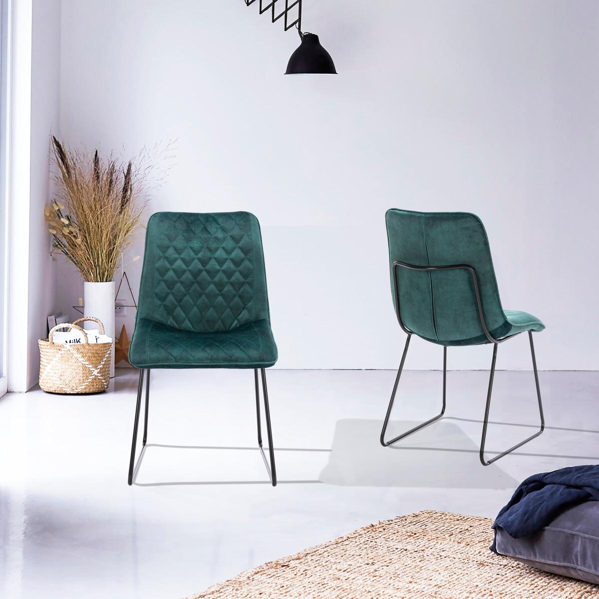 Indus Valley Set of 2 Emerald Dining Chairs Emerald – image 1