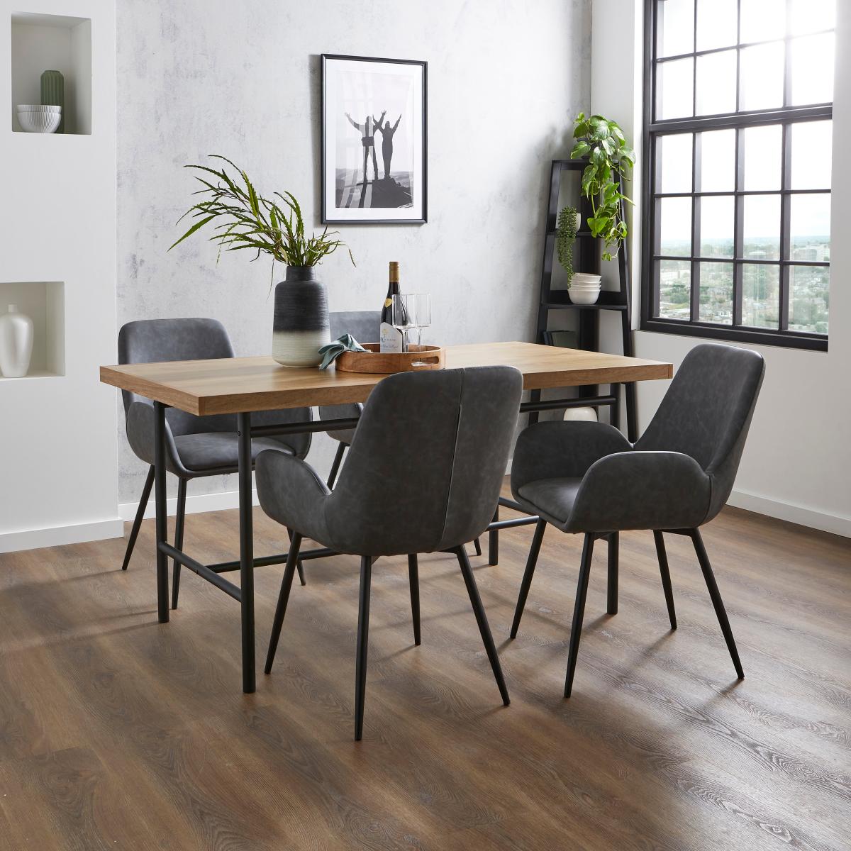 Axel Faux Leather Dining Chair Grey – image 2