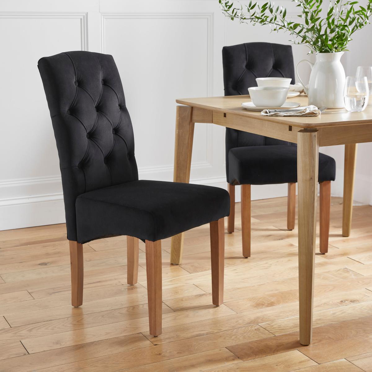 Darcy Set of 2 Velvet Dining Chairs Black Velvet – image 1