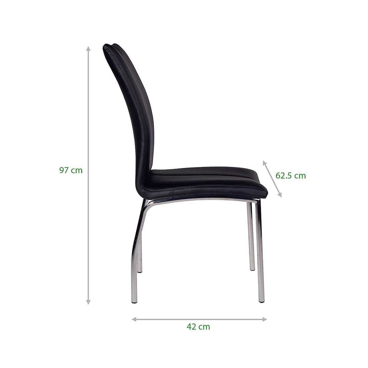 Nantes Set of 2 Dining Chairs Black PU Leather Black – image 5