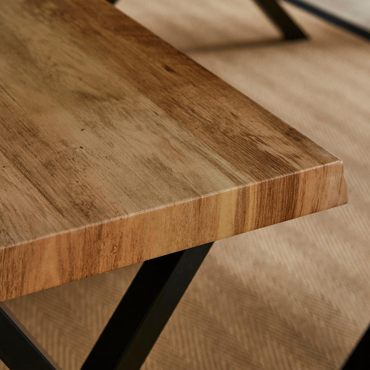 Ezra 2 Seater Dining Bench Rustic Oak Effect – image 4