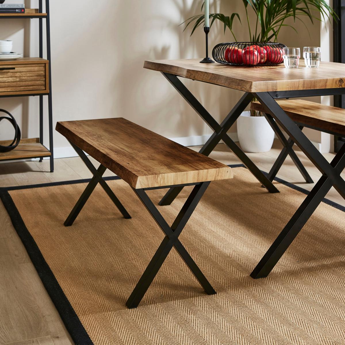 Ezra 2 Seater Dining Bench Rustic Oak Effect – image 1