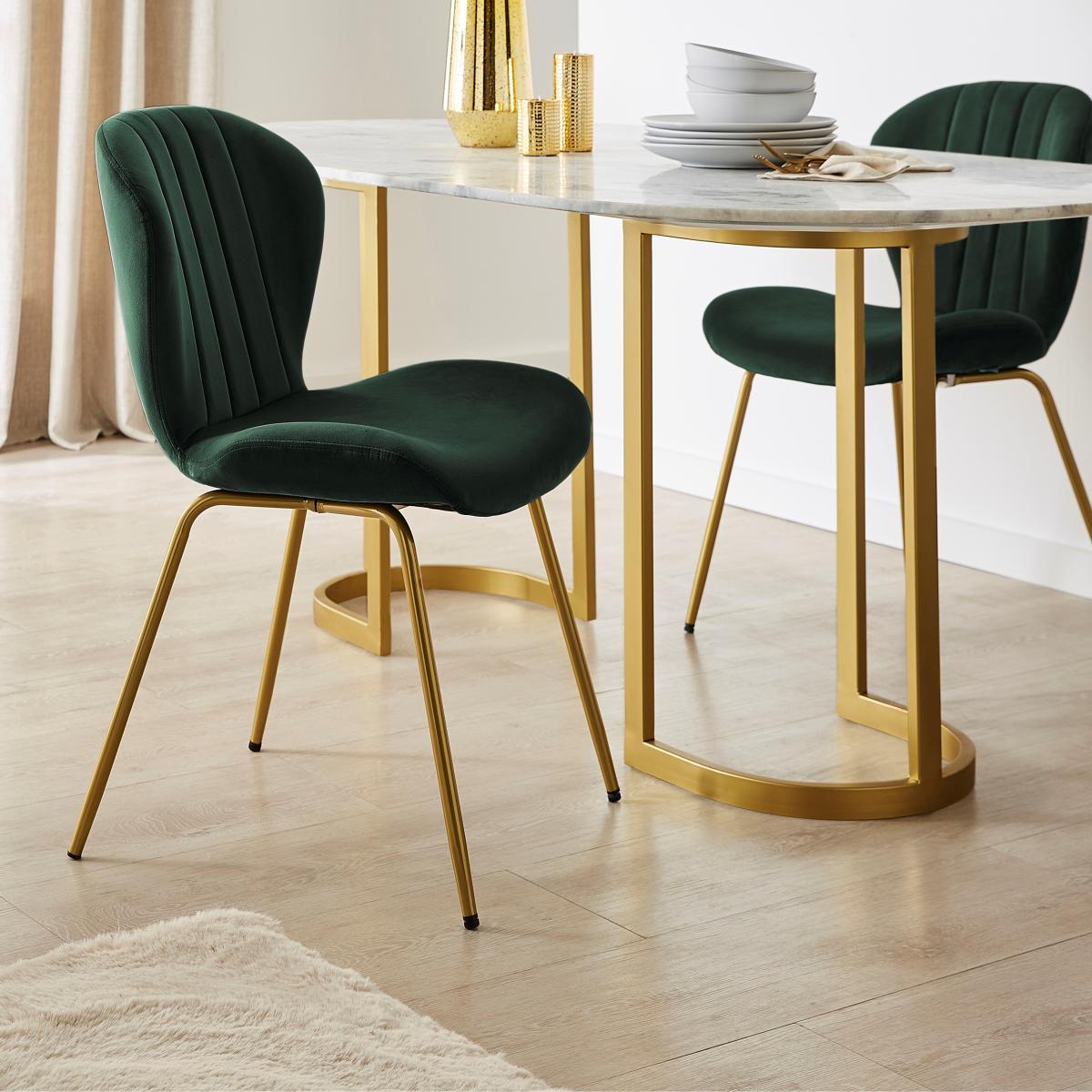 Lila Dining Chair, Velvet Velvet Bottle Green – image 1