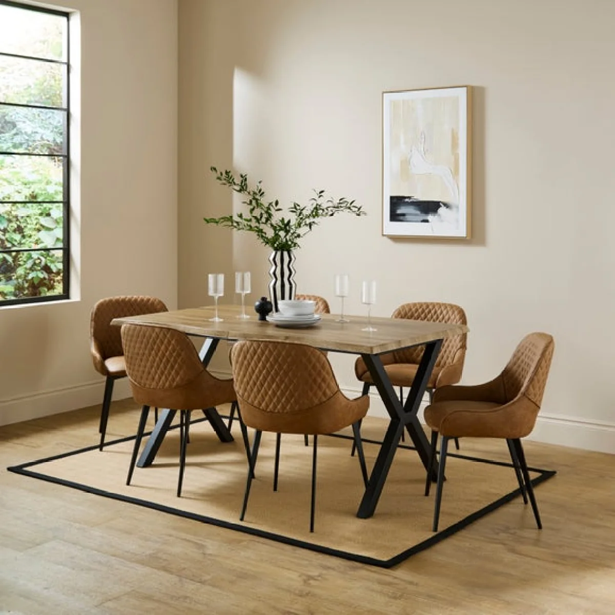 Hudson Set of 2 Dining Chairs, Faux Leather – image 2