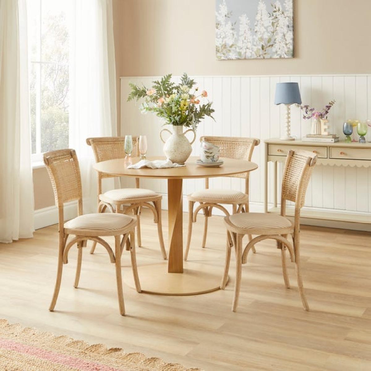 Florine Dining Chair, Natural Stripe Fabric – image 2
