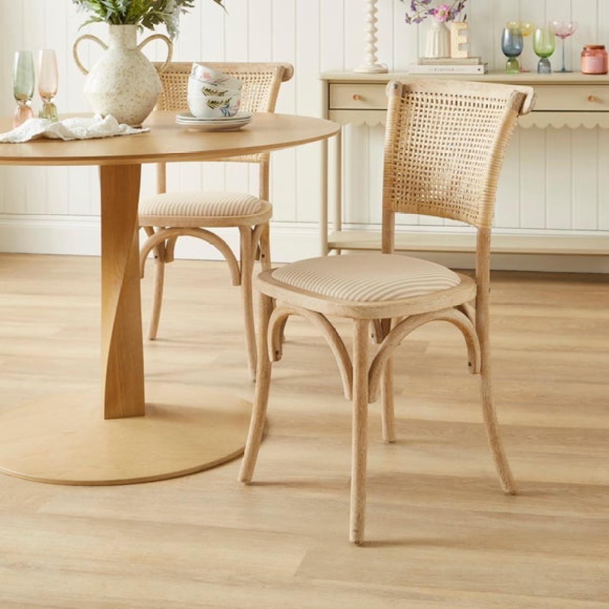 Florine Dining Chair, Natural Stripe Fabric – image 1